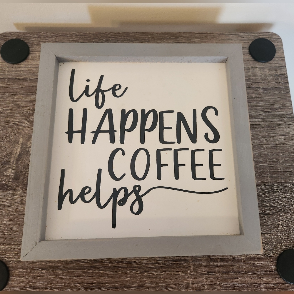 COFFEE BAR Sign  and White Coffee Quote Wall Art. 8X8